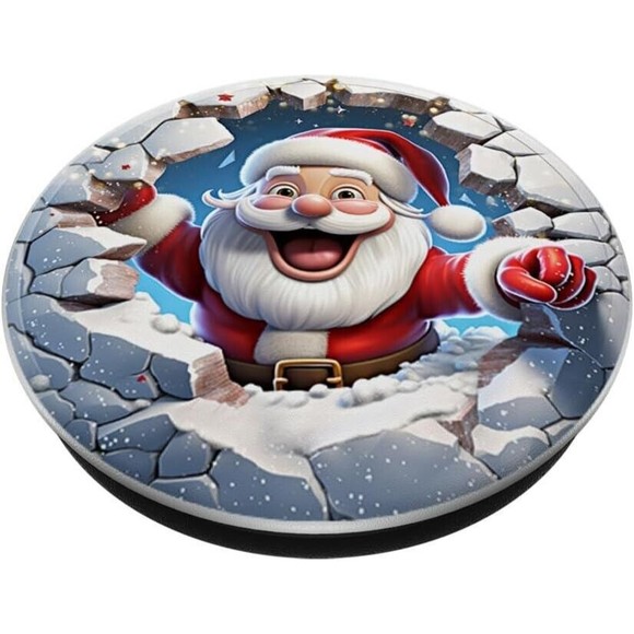 PopSockets Santa Claus Coming Out Of Hole for Phone Women Swappable Base PopGrip - Picture 3 of 13